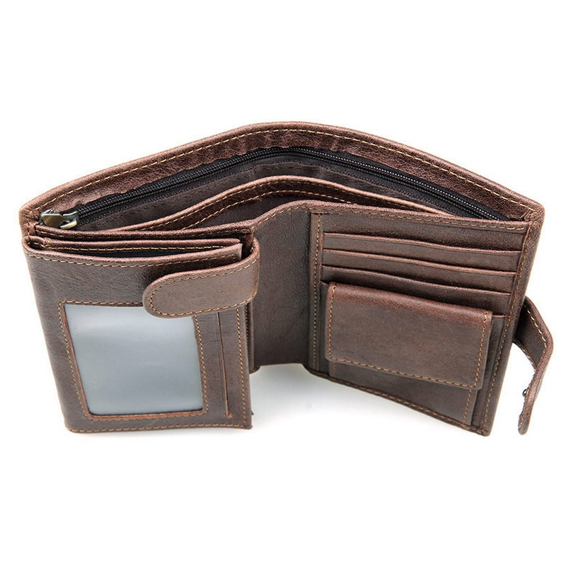 Vintage Genuine Leather Clutch Multi-functional Retro Bifold Wallets
