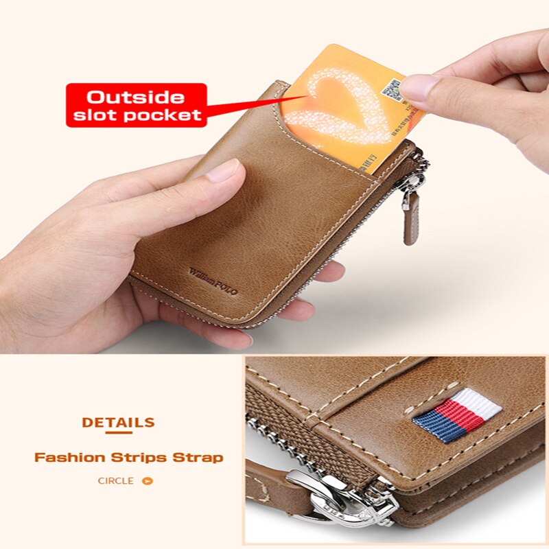 New Fashion Leather Long Pocket Key Wallet Keyring Coin Purse Men