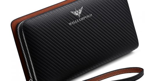 WilliamPOLO  Fashion New Arrival  Cow Leather Business Solid Zipper Long Mens Clutch Wallet Handbag