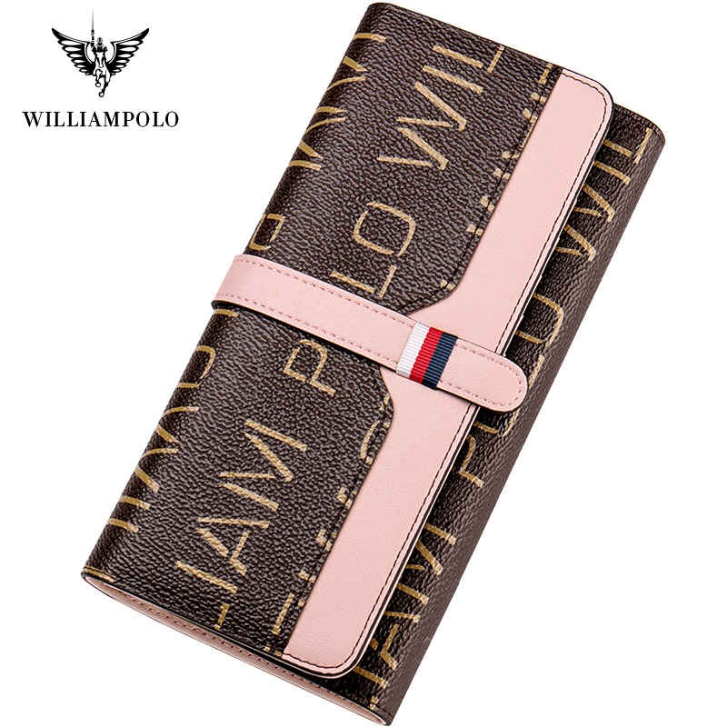 WilliamPolo Women's Designer Long Patchwork Clutch Wallets