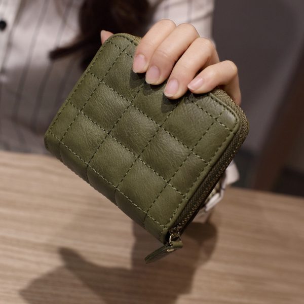 Women Short Wallets PU Leather Female Plaid Purses Plaid Card Holder Wallet Fashion Woman Small Zipper