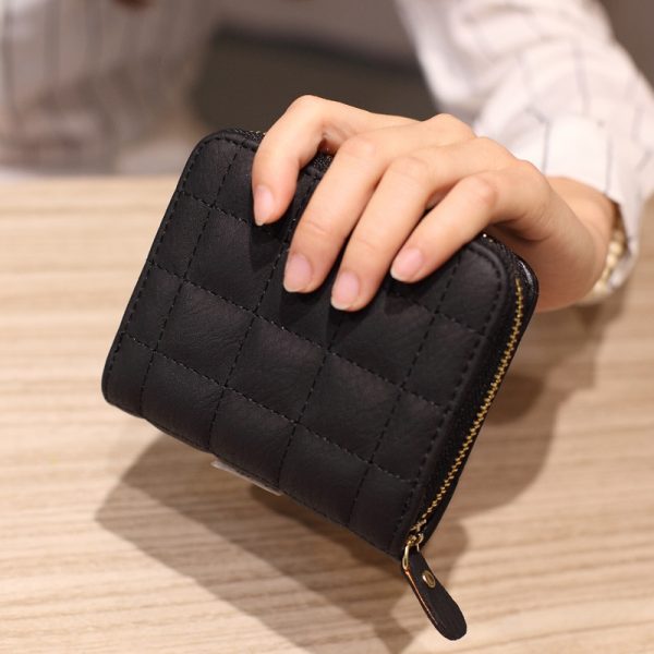 Women Short Wallets PU Leather Female Plaid Purses Plaid Card Holder Wallet Fashion Woman Small Zipper