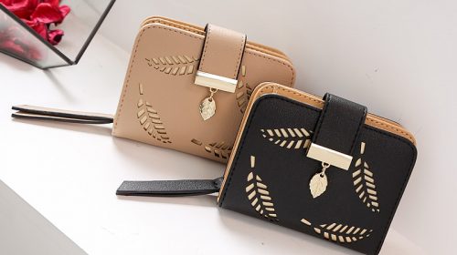 Women Wallet Fashion Purse Female Short Wallets Hollow Leave Pouch Handbag For Women Coin PU Leather