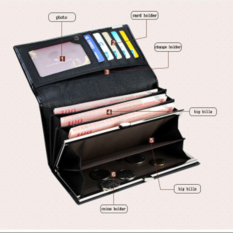 Women's Faux Leather Long Envelope Clutch Wallet With Card Holder – Trifold Purse Handbag
