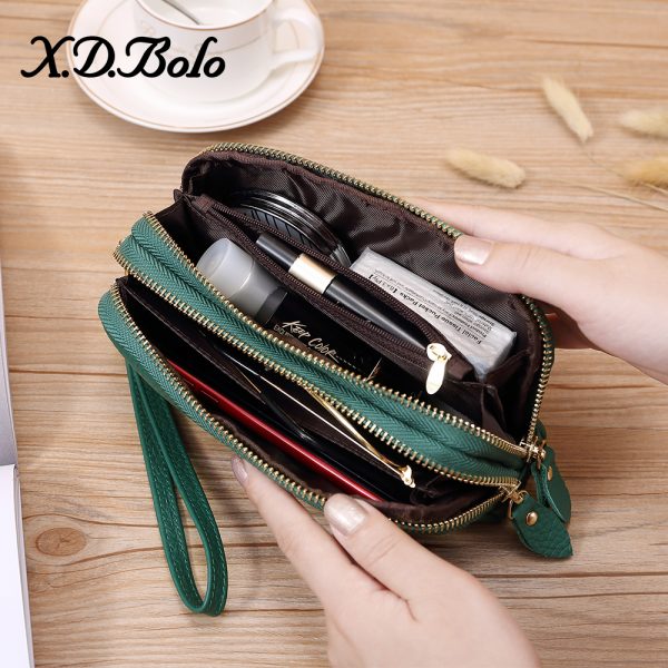 X D BOLO  Fashion Leather Women Wallet High Capacity Credit Cards Luxury Brand Leather Clutch