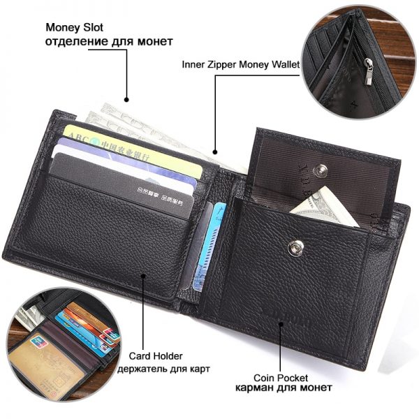 X D BOLO  New Men Wallets Genuine Leather Purse Mens Money Bag Card Holder Wallet