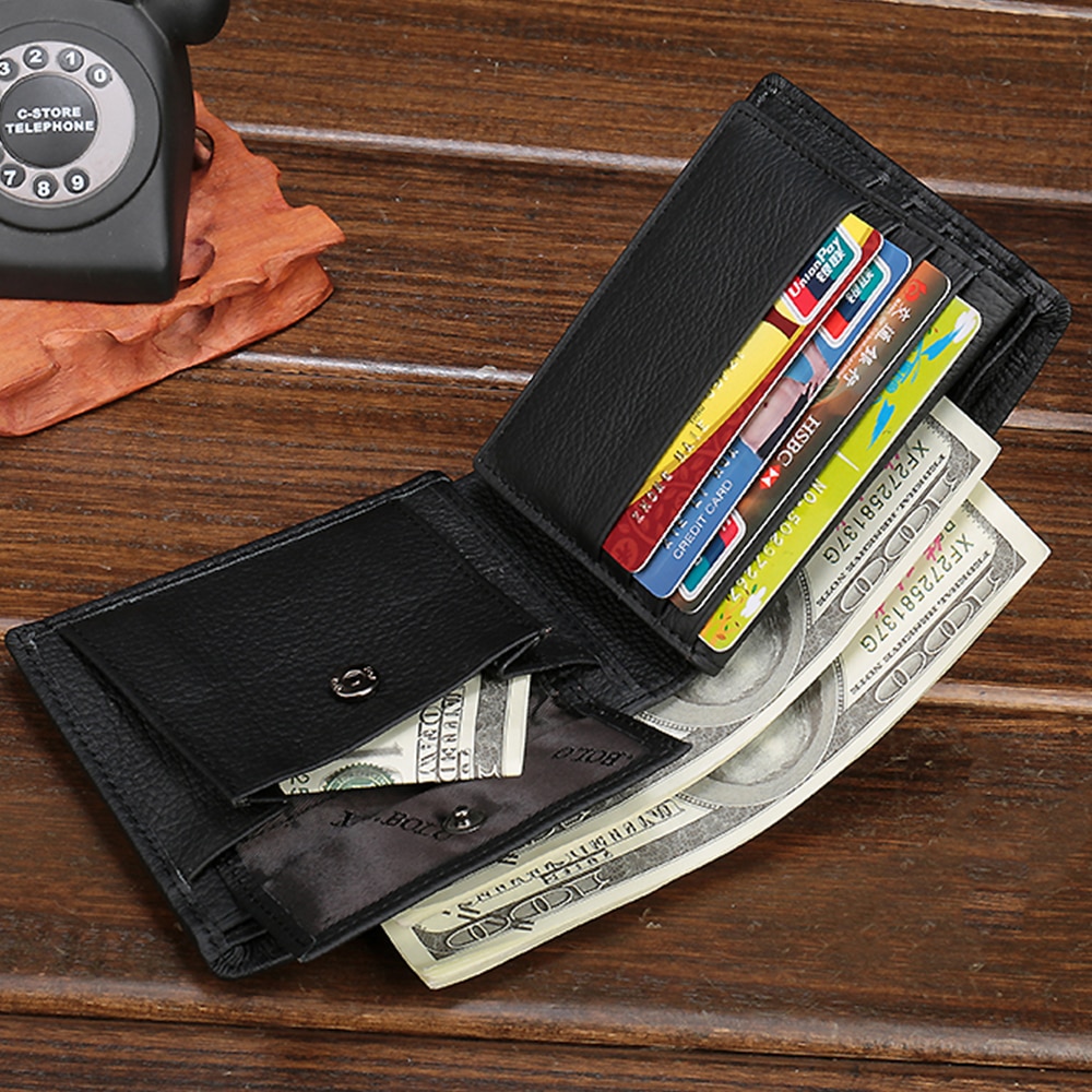 Fashion Vintage Genuine Leather Wallet men Wallet Leather men purse  vertical short money bag male wallet