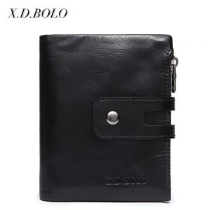 X D BOLO Genuine Leather Men Wallet Fashion Coin Purse Card Holder Wallet Men Portomonee Male