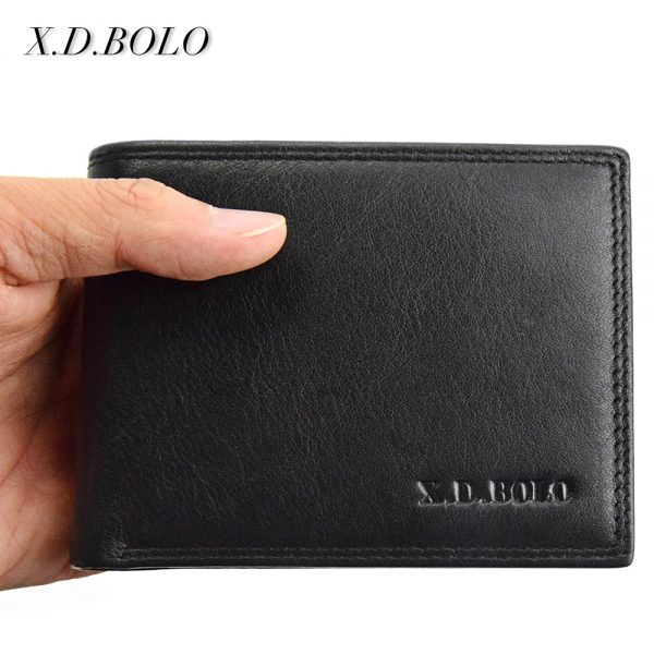X D BOLO Genuine Leather Men Wallets Small Card Holder Purses Cow Leather Male Wallet With