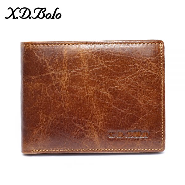 X D BOLO Genuine Leather Men Wallets Small Card Holder Purses Cow Leather Male Wallet With