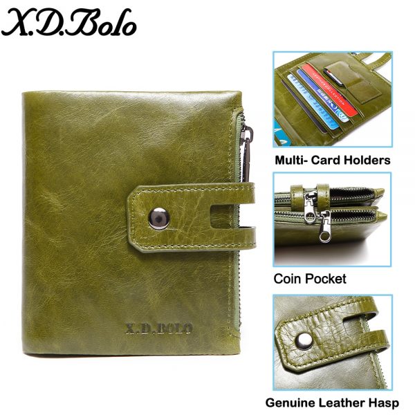 X D BOLO Wallet Women Genuine Leather Card Holder Wallets Female Zipper Clutch Ladies Purses with
