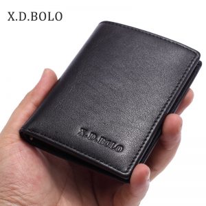 XDBOLO European Best Selling Double ID Window Card Holder Slim Minimalist Front Pocket Genuine Leather Wallets