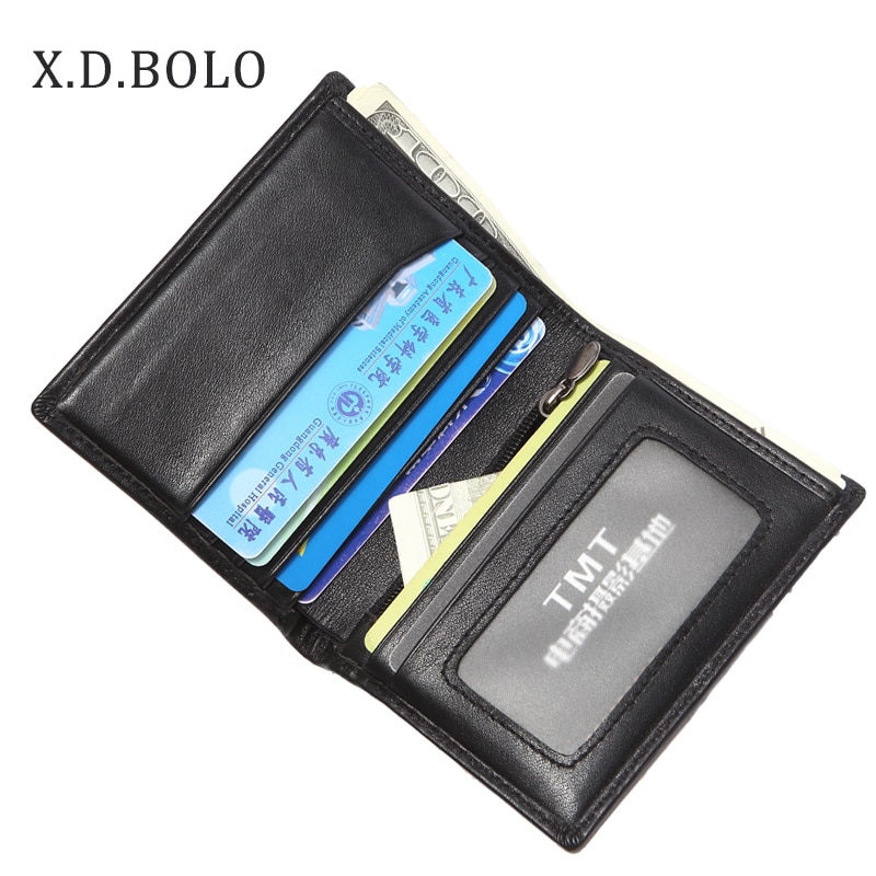 Slim Minimalist ID Credit Card Holder Leather Front Pocket Wallet with  Keychain