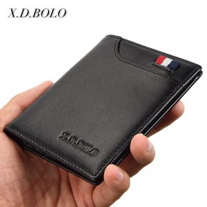 XDBOLO Fashion Genuine Leather Men Small Wallets Thin Mini Male Card Holders Purse Slim Wallet Men