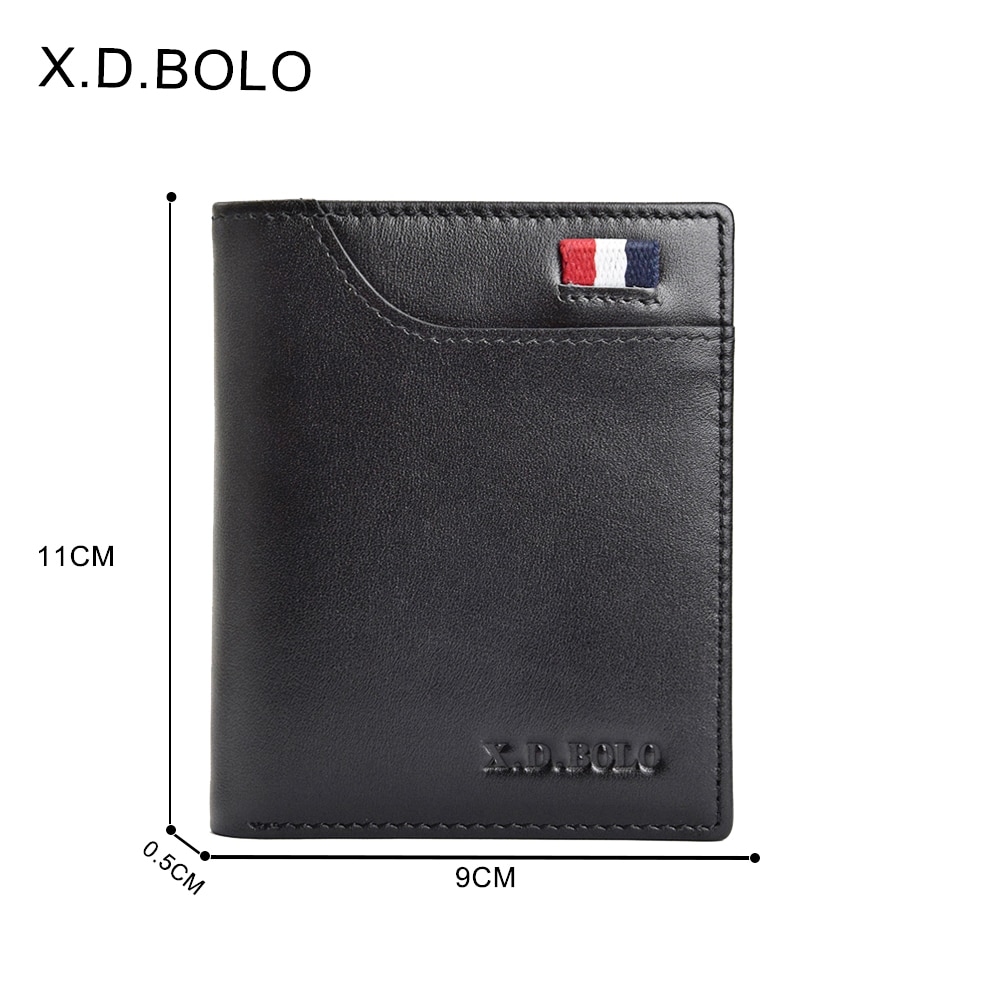XDBOLO Fashion Genuine Leather Men Small Wallets Thin Mini Male Card Holders Purse Slim Wallet Men 5