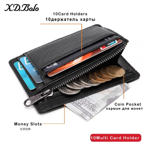 XDBOLO Wallet Male Genuine leather Wallets RFID men card wallet mini card holder with coin pocket