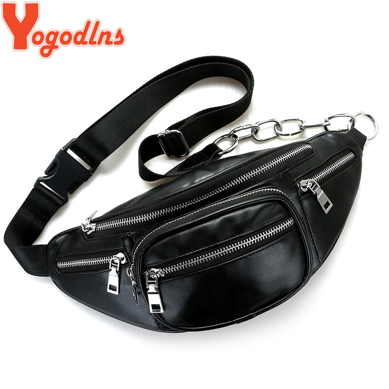 Fashion Female Belt Bag Purse Chain Lady Handbags Fanny pack PU Leather  Waist Bags Designer Women's Shoulder Bag Luxury Crossbody Chest Bag