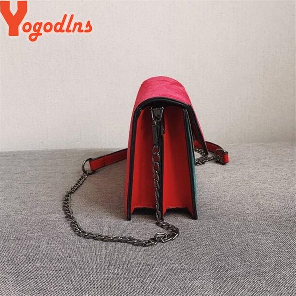 Yogodlns Retro Matte Patchwork Crossbody Bags for Women Messenger Bags Chain Strap Shoulder Bag Lady Small