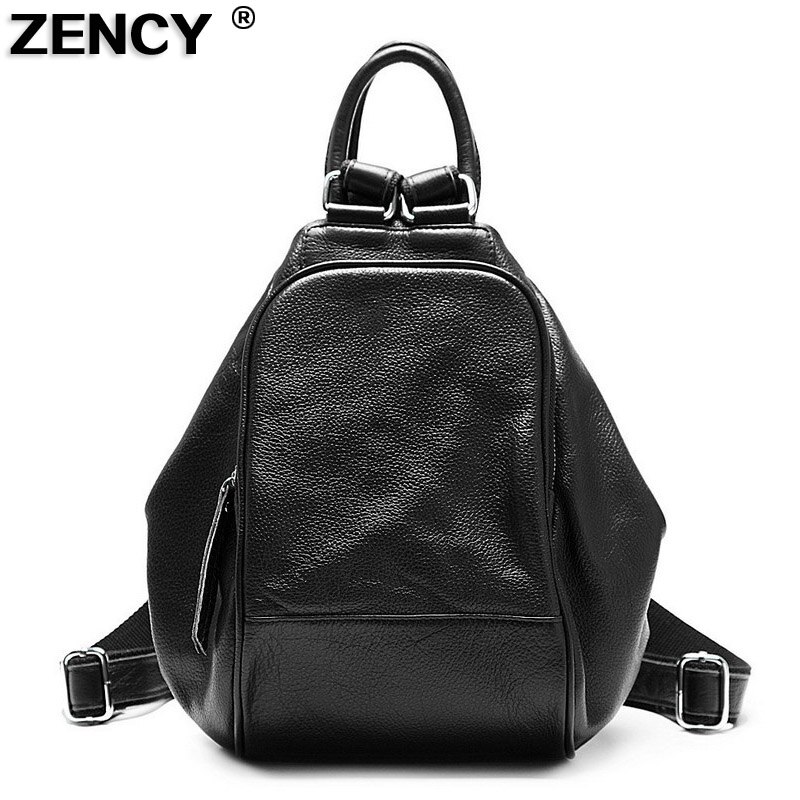 Soft Natural Cowhide Leather Casual Shoulder Backpacks for Women