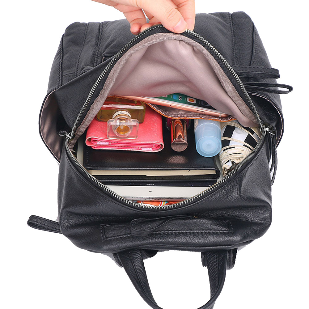 Zency Genuine Leather Fashion Women Backpack High Quality Daily Holiday Knapsack Large Capacity Travel Bag