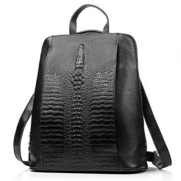 Genuine Leather Knapsack Crocodile Patter Women’s Backpacks