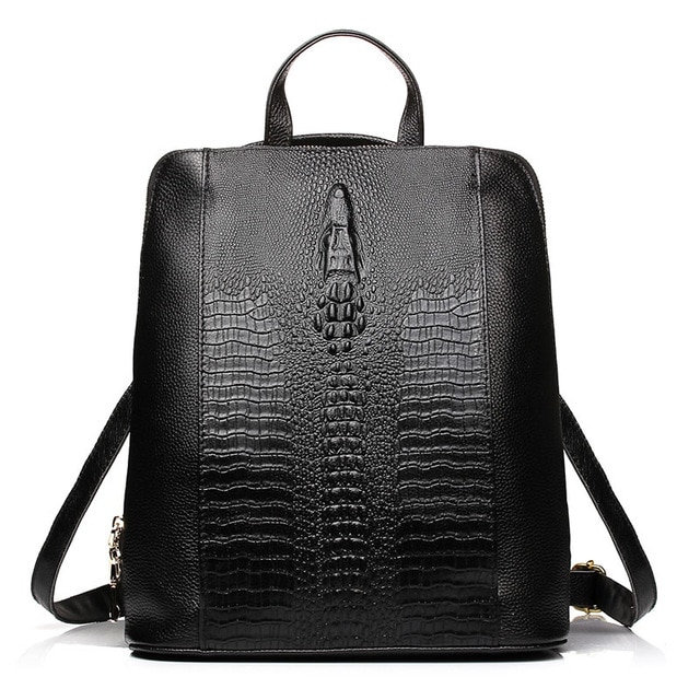 Genuine Leather Knapsack Crocodile Patter Women’s Backpacks