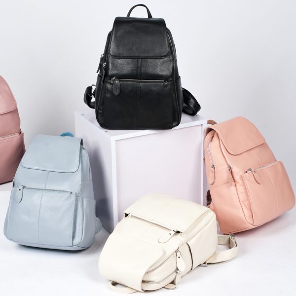 Zency  Colors  Genuine Leather Women Backpack Fashion Ladies Travel Bag Preppy Style Schoolbags For