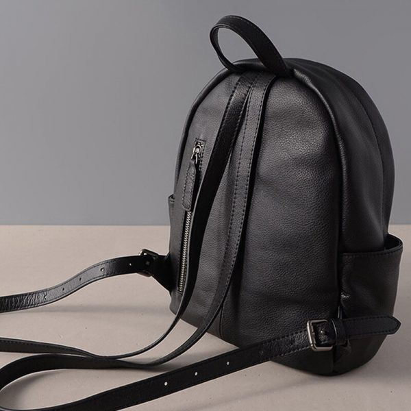 Zency Black Women Backpack  Genuine Leather Casual Travel Bags Fashion Lady Knapsack High Quality Girl