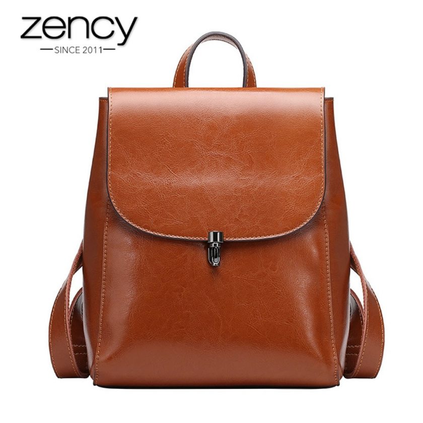 Genuine Leather Rivets Preppy Style High Quality Casual Backpack