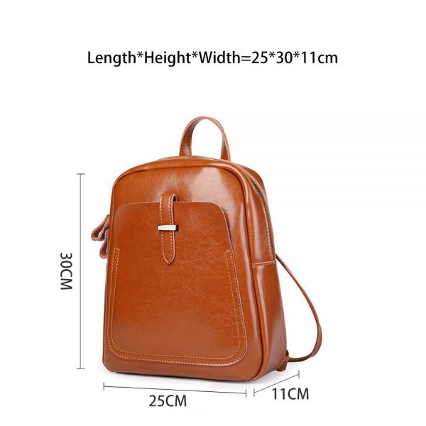 Zency Holiday Women Backpack  Genuine Leather Lady Casual Travel Bag Fashion Brown Knapsack Preppy Style