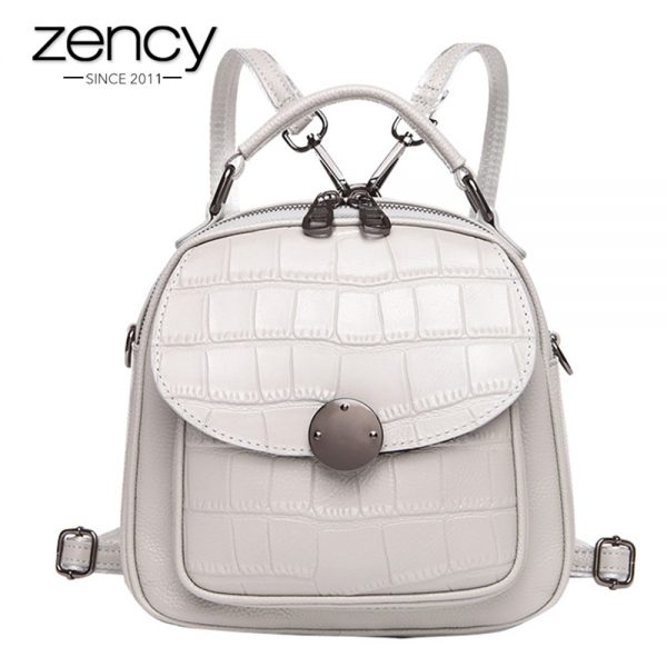Zency Stone Pattern  Natural Leather Pretty Women Backpack Girl s Schoolbags Casual Travel Bags Charm