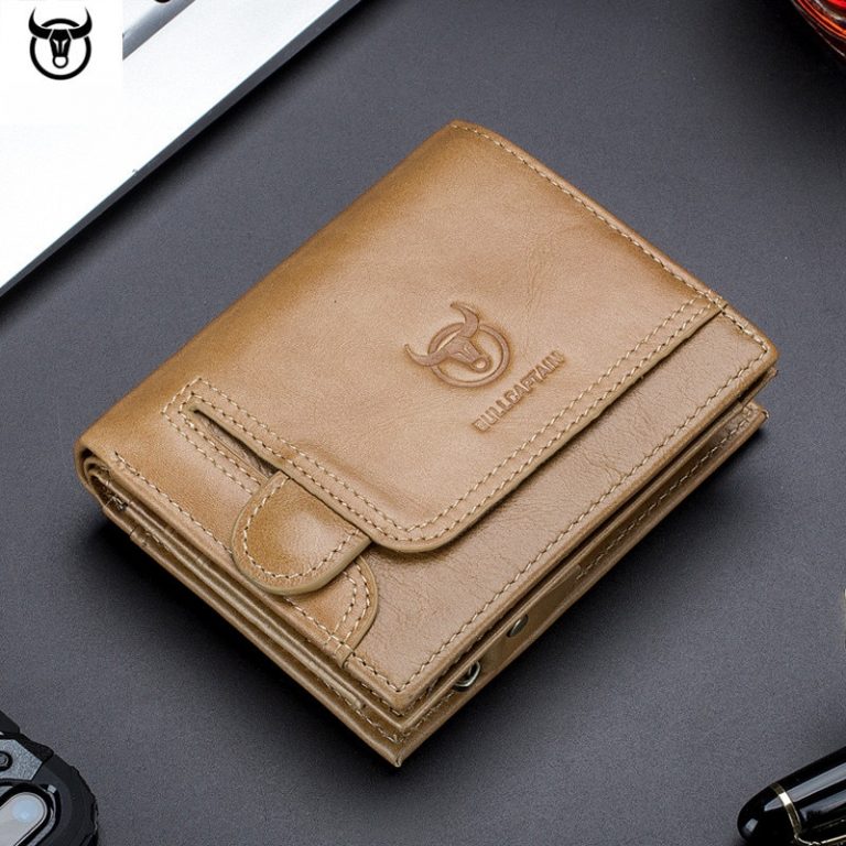 Luxury Genuine Leather Bifold Zipper Wallets Slim Wallets for Men