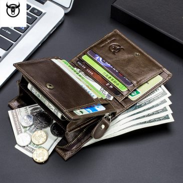 Luxury Genuine Leather Bifold Zipper Wallets | Slim Wallets for Men