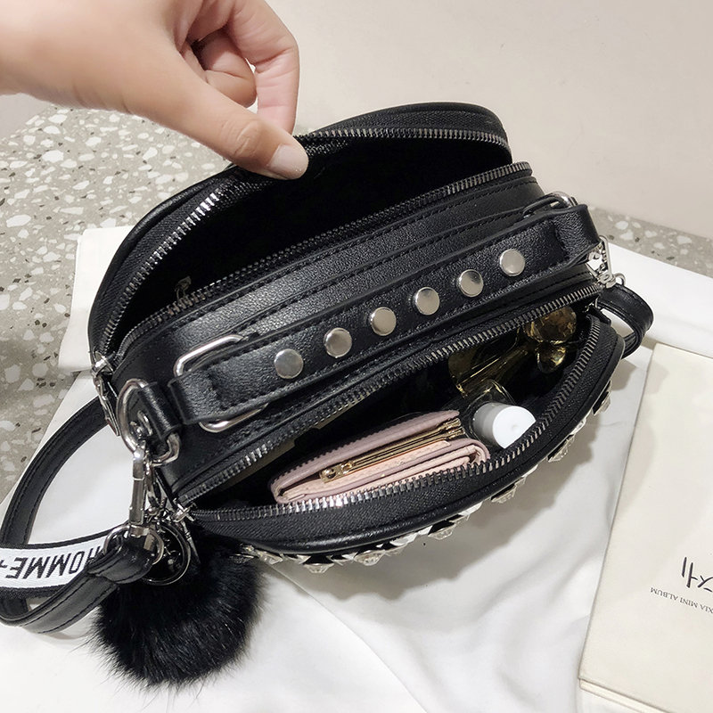 Luxury Leather Designer Ladies Double Zipper Crossbody Handbags