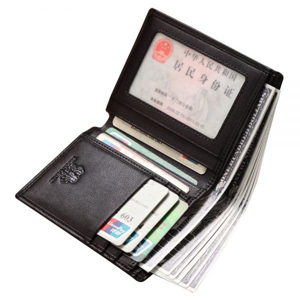 BISON DENIM Brand Genuine First Layer Leather Short Wallet Business Classic Purse Men s Wallet Cards