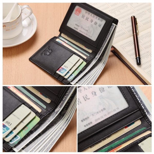 BISON DENIM Brand Genuine First Layer Leather Short Wallet Business Classic Purse Men s Wallet Cards