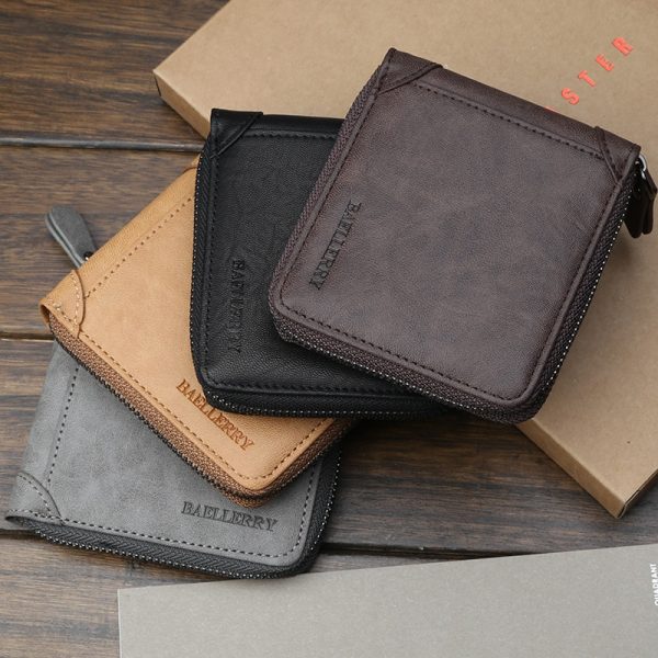 Baellerry Casual Style Zipper Men Wallets Card Holder Small Wallet Male Synthetic Leather Man Purse Coin