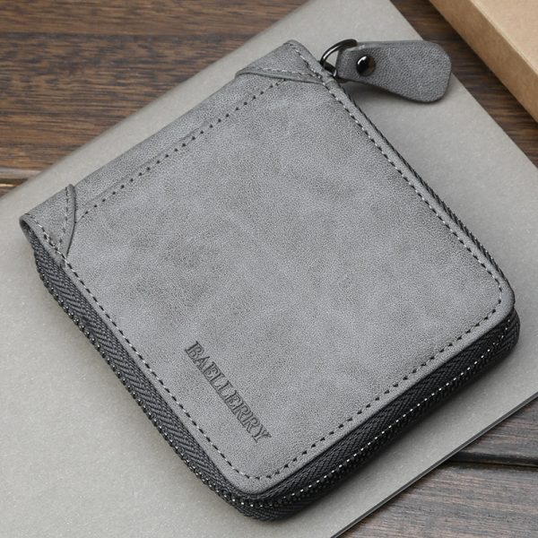 Baellerry Casual Style Zipper Men Wallets Card Holder Small Wallet Male Synthetic Leather Man Purse Coin