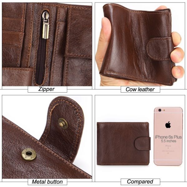 Brand Men Wallets Genuine Leather Short Coin Purse Fashion Hasp Wallet For Male Portomonee with Card
