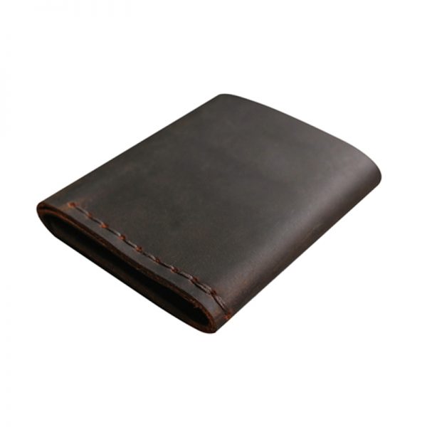 Trifold Genuine Leather Wallet Men Handmade Crazy Horse Leather Purse Men s Short Vintage Wallet with