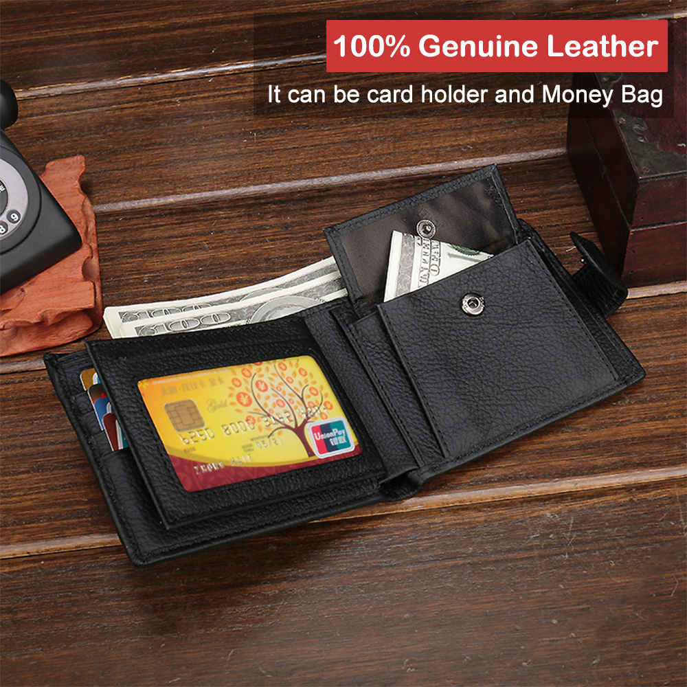 Buy Le Craf Adam Black Bi- Fold Genuine Leather Wallet Purse for Men's and  Boys with Id Window,Credit Debit Card Holder and a Coin Pocket at Amazon.in