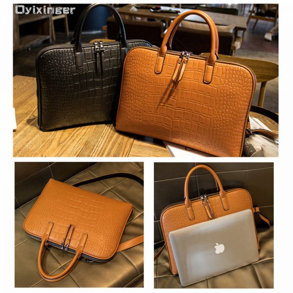 Business Women s Briefcase Leather Handbag Women Totes    Inch Laptop Bag Shoulder