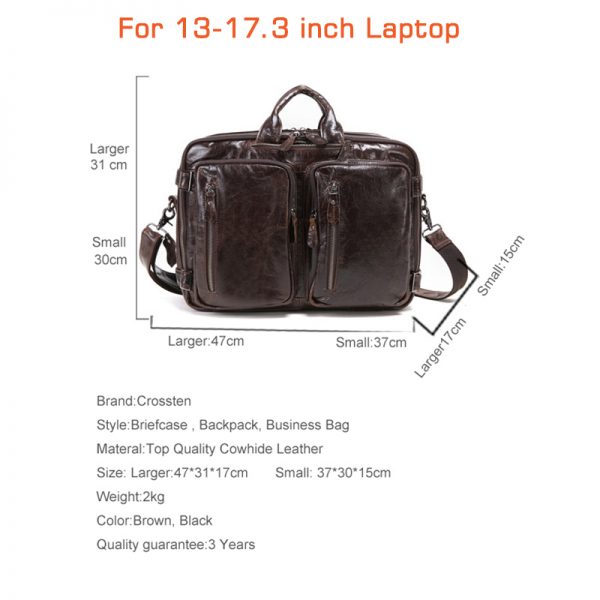 New Natural Cowskin  Genuine Leather Men s multifunctional Briefcase Large Capacity Business Shoulder bag