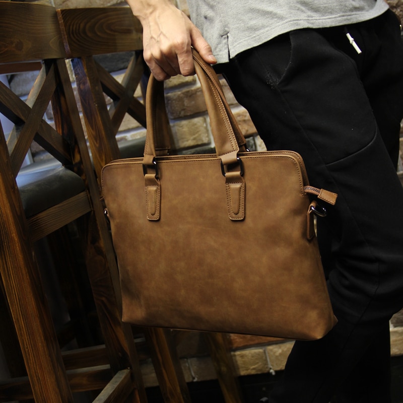 High Quality Horse PU Leather Vintage Style Business Briefcase Bag
