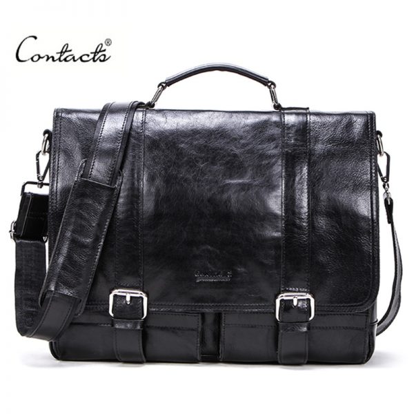 CONTACT S vegetable leather men briefcase for lawyers inch laptop handbag ipad large vintage business male
