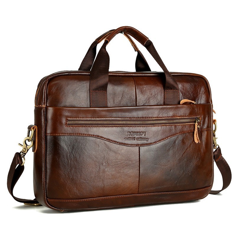 Genuine Cowhide Luxury Leather Handbags / Laptop Bags for Men