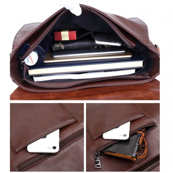 Crazy Horse Artificial Leather Business Handbag Laptop Briefcases for Men Leather Casual Men Bag Messenger Shoulder