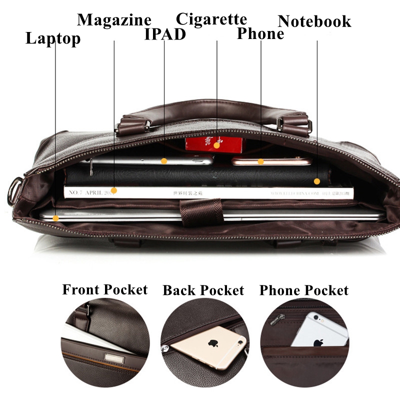 High Quality PU Leather Laptop Briefcase Bags / Shoulder Bags for Men