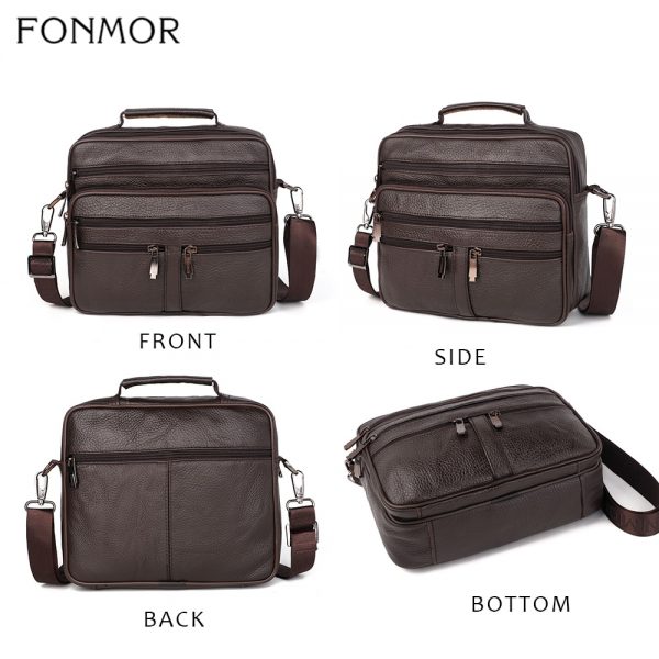 Fonmor Genuine Leather Briefcase Male Laptop Cowhide Bag For Men Messenger Shoulder Bags Business Crossbody Bag