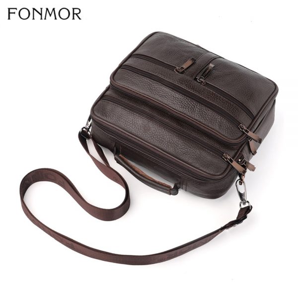 Fonmor Genuine Leather Briefcase Male Laptop Cowhide Bag For Men Messenger Shoulder Bags Business Crossbody Bag